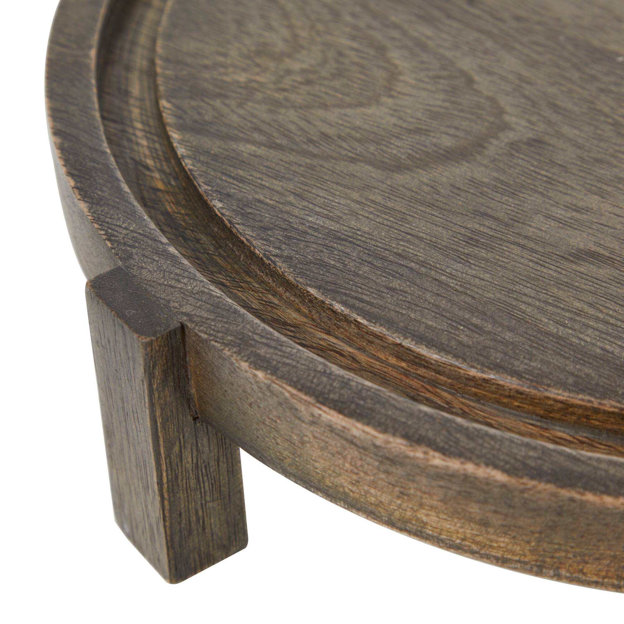 12.5" Dark Brown Mango Wood Cake Stand with Glass Cloche